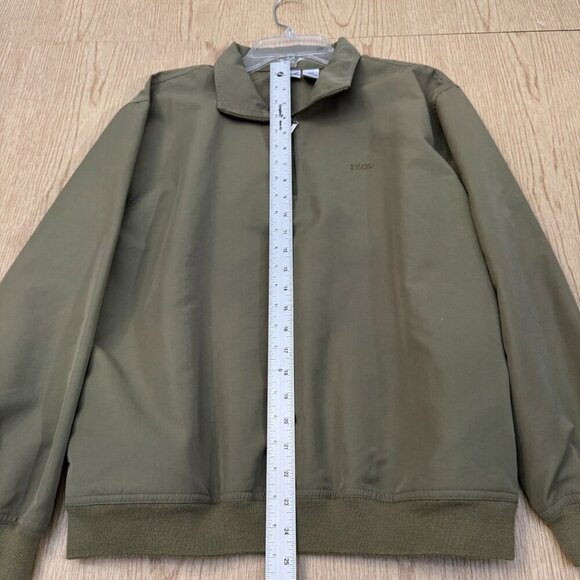 Izod Golf Khaki 1/4 Zip Pullover Long Sleeve Sweatshirt M Ribbed Cuffs and Hem - Picture 5 of 8